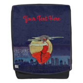 Magical Floating Lady Night City Skyline Moon Rugtassen (Voorkant)