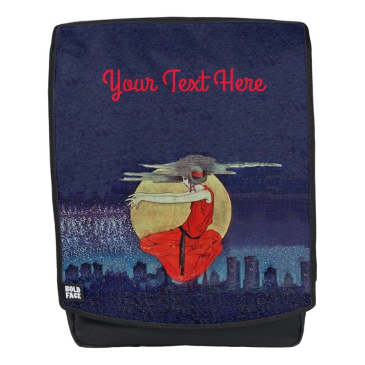 Magical Floating Lady Night City Skyline Moon Rugtassen (Voorkant)