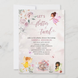Magical Floral Fairy Princess baby shower Invita Kaart