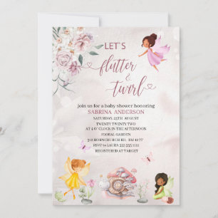 Magical Floral Fairy Princess baby shower Invita Kaart