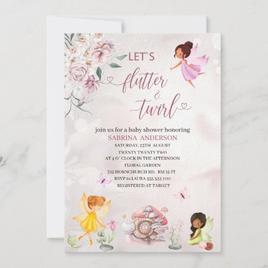 Magical Floral Fairy Princess baby shower Invita Kaart (Voorkant)