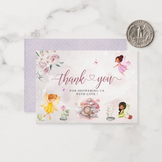 Magical Floral Fairy Princess bedankt Notitiekaartje (Voorkant / Achterkant in situ)