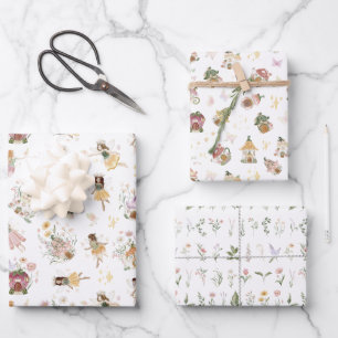 Magical Floral Fairy Princess Birthday Party Inpakpapier Vel