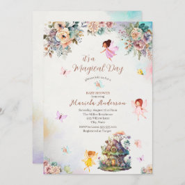 Magical Floral Fairy Princess waterverf Baby Sho Kaart