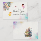 Magical Floral Fairy Princess Waterverf bedankt Notitiekaartje (Voorkant / Achterkant)