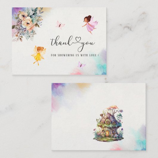 Magical Floral Fairy Princess Waterverf bedankt Notitiekaartje (Voorkant / Achterkant)