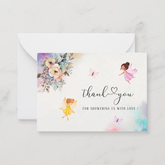 Magical Floral Fairy Princess Waterverf bedankt Notitiekaartje (Voorkant)
