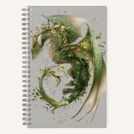 Magical Floral Green Wyvern Dragon Journal - Volle Notitieboek