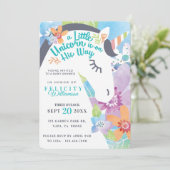Magical Floral Unicorn Baby Boy Shower Kaart (Staand voorkant)