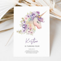 Magical Floral Unicorn Birthday Invitation
