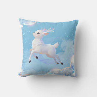 Magical Flying Deer Pillow - Dreamy Pastel Design Kussen