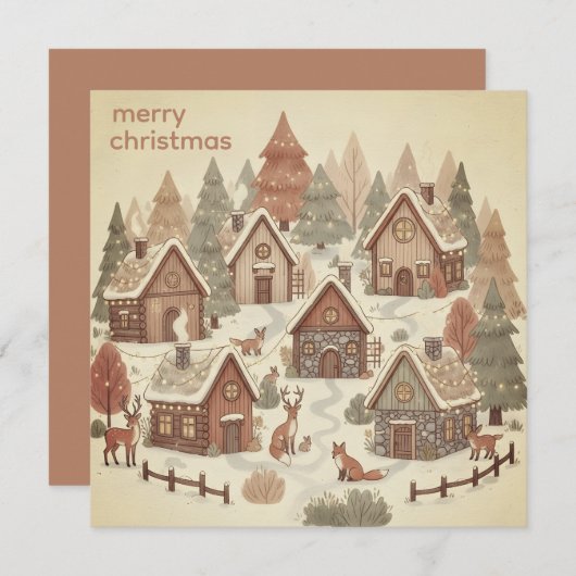 Magical Forest Boho Christmas Feestdagenkaart (Voorkant / Achterkant)