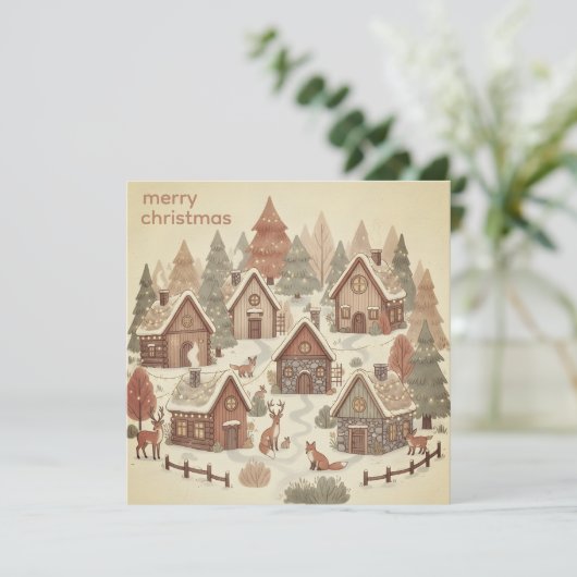 Magical Forest Boho Christmas Feestdagenkaart (Staand voorkant)