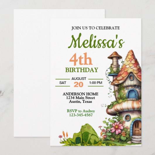 Magical Forest Fairy House Verjaardag Kaart (Voorkant / Achterkant)