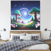 Magical Forest Gateway: Swirling Galaxy Canvas Afdruk (Insitu (Slaapkamer))