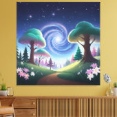 Magical Forest Gateway: Swirling Galaxy Canvas Afdruk (Insitu (Woonkamer))