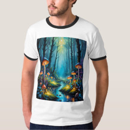 Magical Forest Glowing Mushroom Creek Tshirt