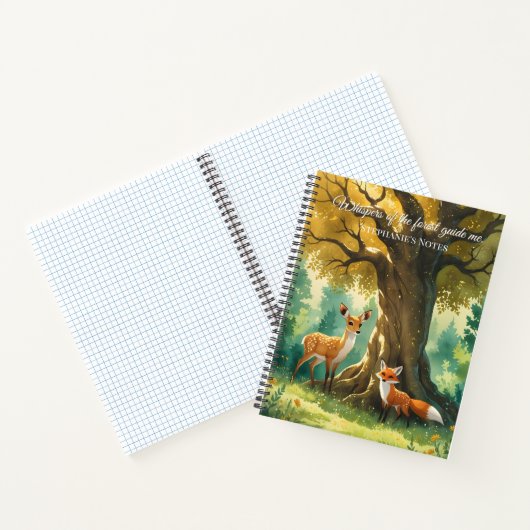 Magical Forest Golden Tree Deer Fox Notitieboek (Binnen)