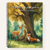 Magical Forest Golden Tree Deer Fox Notitieboek (Voorkant)