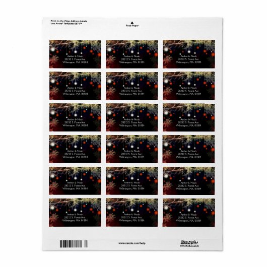 Magical Forest Night Wedding Address Etiket (Full Sheet)