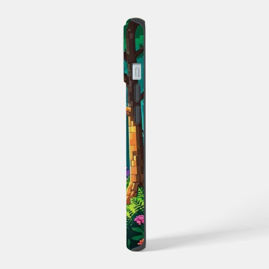 Magical Forest Pixel Art gepersonaliseerde naam iPhone 15 Case (Linkerkant)