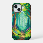 Magical Forest Pixel Art gepersonaliseerde naam iPhone 15 Case (Achterkant)