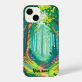 Magical Forest Pixel Art gepersonaliseerde naam iPhone Hoesje (Achterkant)