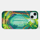 Magical Forest Pixel Art gepersonaliseerde naam iPhone Hoesje (Achterkant horizontaal)