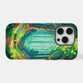 Magical Forest Pixel Art gepersonaliseerde naam iPhone Hoesje (Achterkant horizontaal)