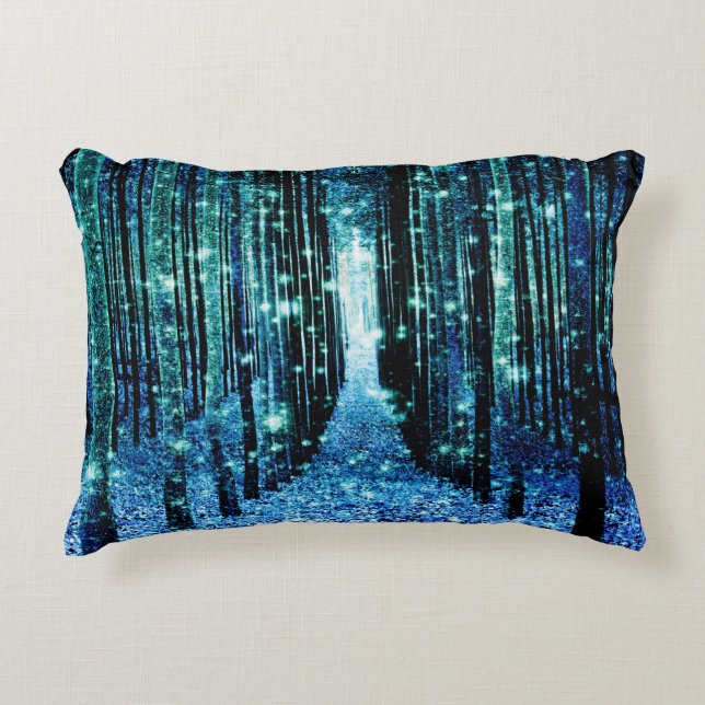 Magical Forest Turquoise Blauwgroen Decoratief Kussen (Voorkant)