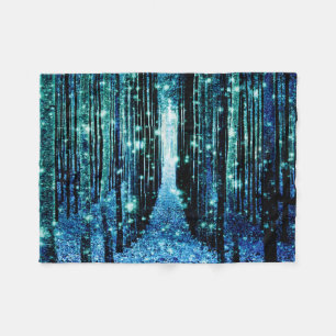 Magical Forest Turquoise Blauwgroen Fleece Deken