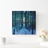 Magical Forest Turquoise Blauwgroen Vierkante Klok (Huis)
