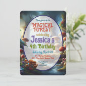 Magical Forest verjaardagsfeestuitnodiging Kaart (Staand voorkant)