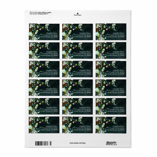 Magical Forest Woodland Wedding Address Etiket (Full Sheet)