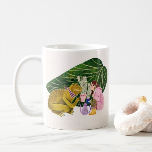Magical Frog & Girl Coffee Mug – Cozy Kind_Ones Koffiemok (Met donut)