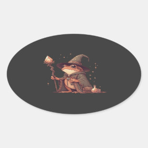 Magical Frog Wizard Ovale Sticker