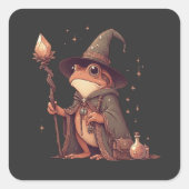 Magical Frog Wizard Vierkante Sticker (Voorkant)