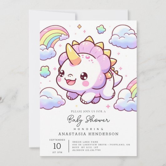 Magical Fun Dinosaur Baby shower Kaart (Voorkant)