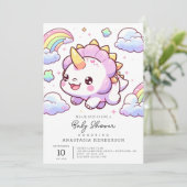 Magical Fun Dinosaur Baby shower Kaart (Staand voorkant)