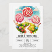 Magical Fun Lollipop Verjaardag Kaart (Voorkant / Achterkant)