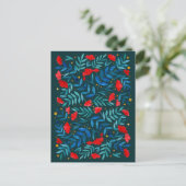 Magical garden - dark teal and red briefkaart (Staand voorkant)