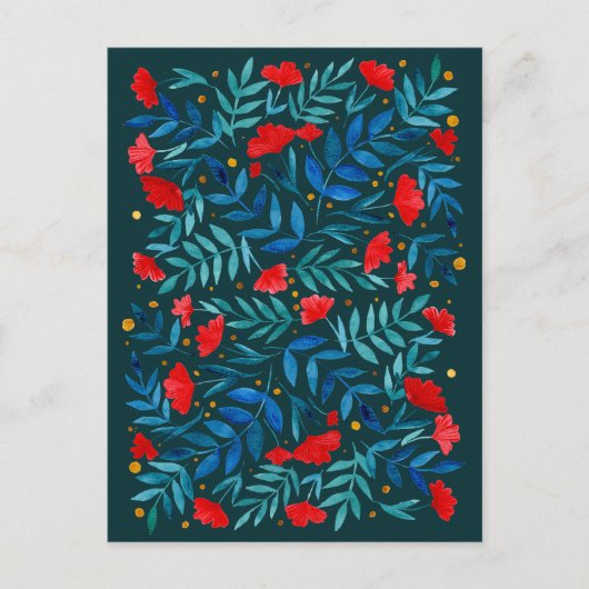 Magical garden - dark teal and red briefkaart (Voorkant)