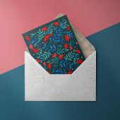 Magical garden - dark teal and red briefkaart