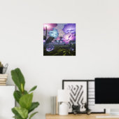 Magical Garden of Giant Luminous Flowers Poster (Thuiskantoor)