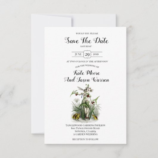Magical Garden Wedding Burgundy Green Save The Date (Voorkant)