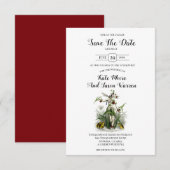 Magical Garden Wedding Burgundy Green Save The Date (Voorkant / Achterkant)