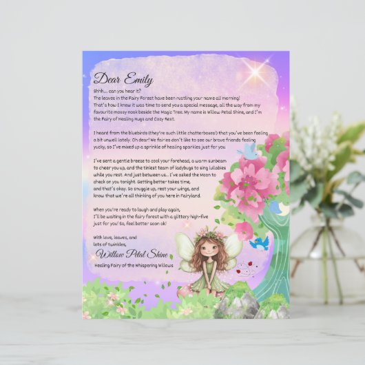 Magical Get Well Fairy Keepsake Letter For Kids (Staand voorkant)