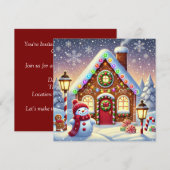 Magical Gingerbread Wonderland: Festive Snowman an Kaart (Voorkant / Achterkant)