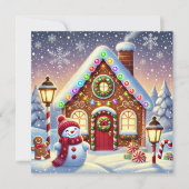 Magical Gingerbread Wonderland: Festive Snowman an Kaart (Voorkant)