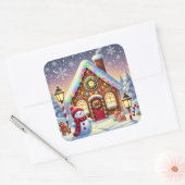 Magical Gingerbread Wonderland: Festive Snowman an Vierkante Sticker (Envelop)